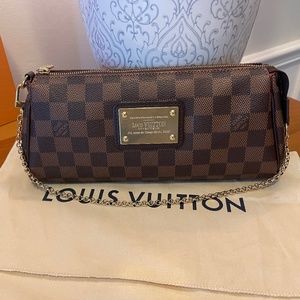 Louis Vuitton  Damier Ebene Eva Clutch with original receipt